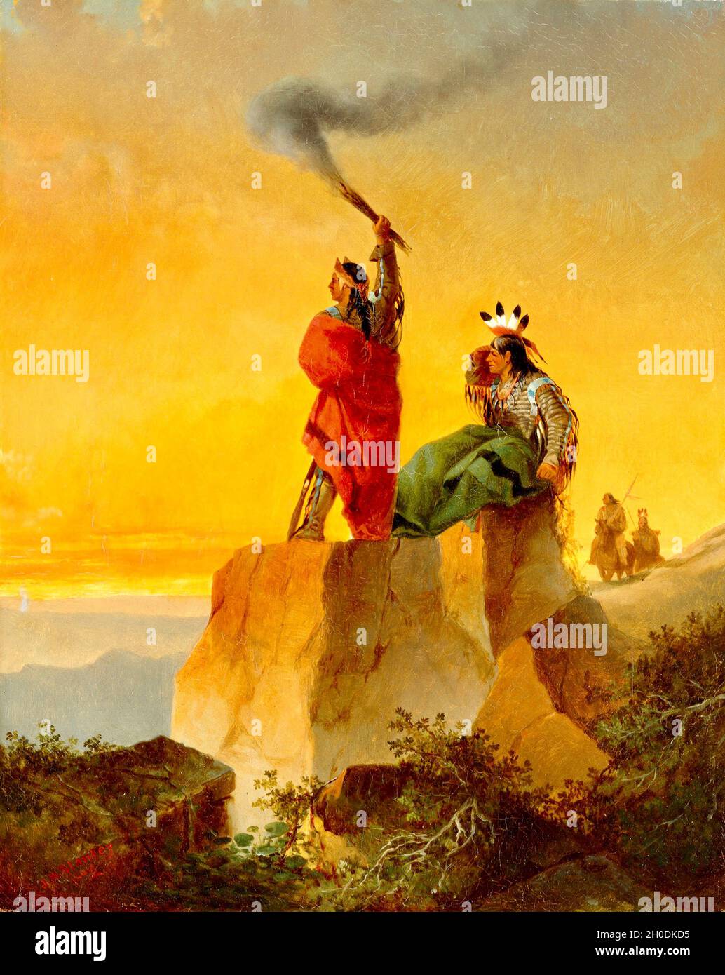 Indianische Kunstwerke - John Mix Stanley - Indian Telegraph Stockfoto