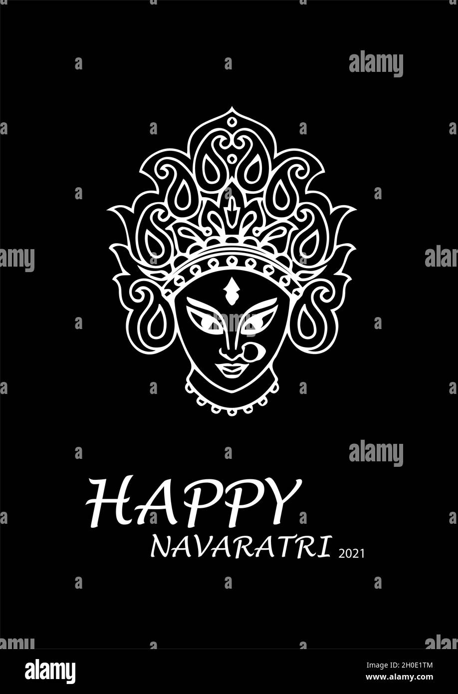 Happy Navaratri 2021, Happy Navaratri die besten Wünsche, indische Festfeier Stockfoto