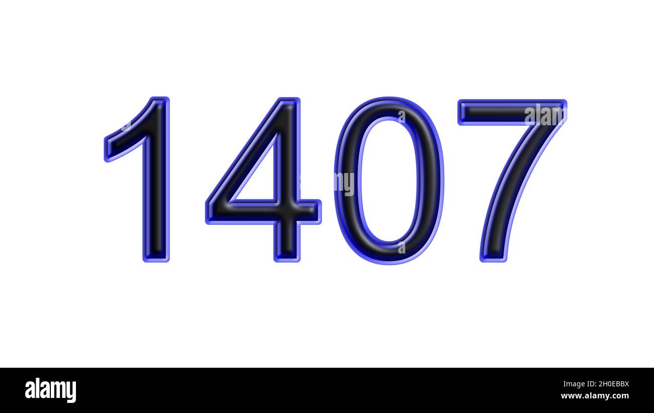 Blauer 1407-number-3d-Effekt weißer Hintergrund Stockfoto