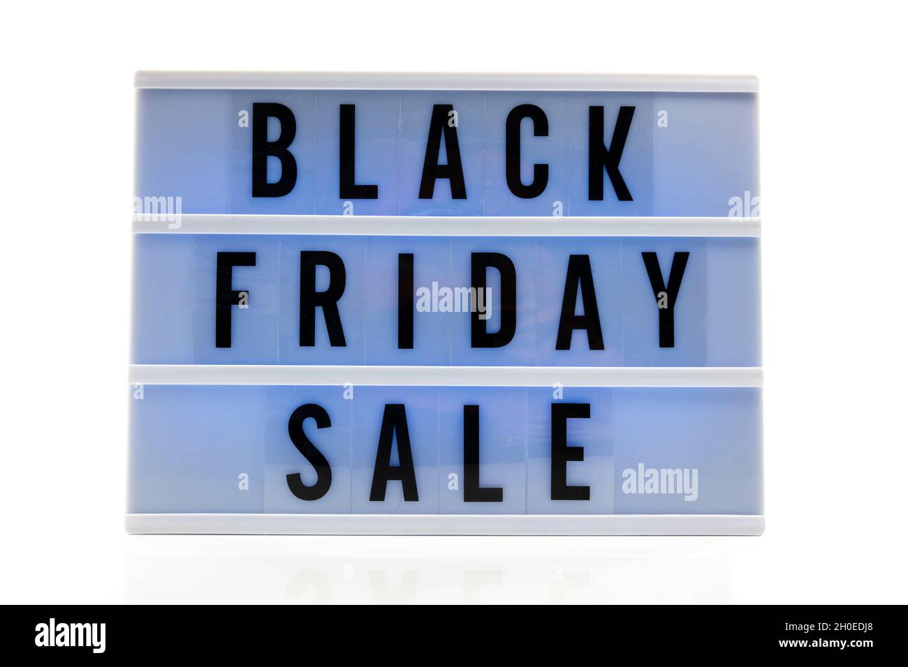 Black friday Verkauf auf Tisch mit blauem Licht Stockfoto