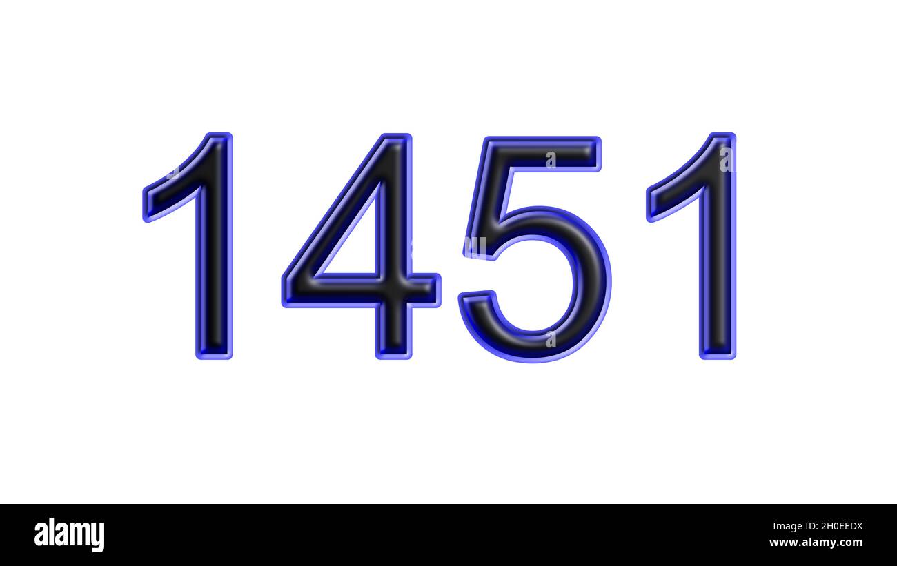 Blauer 1451-number-3d-Effekt weißer Hintergrund Stockfoto