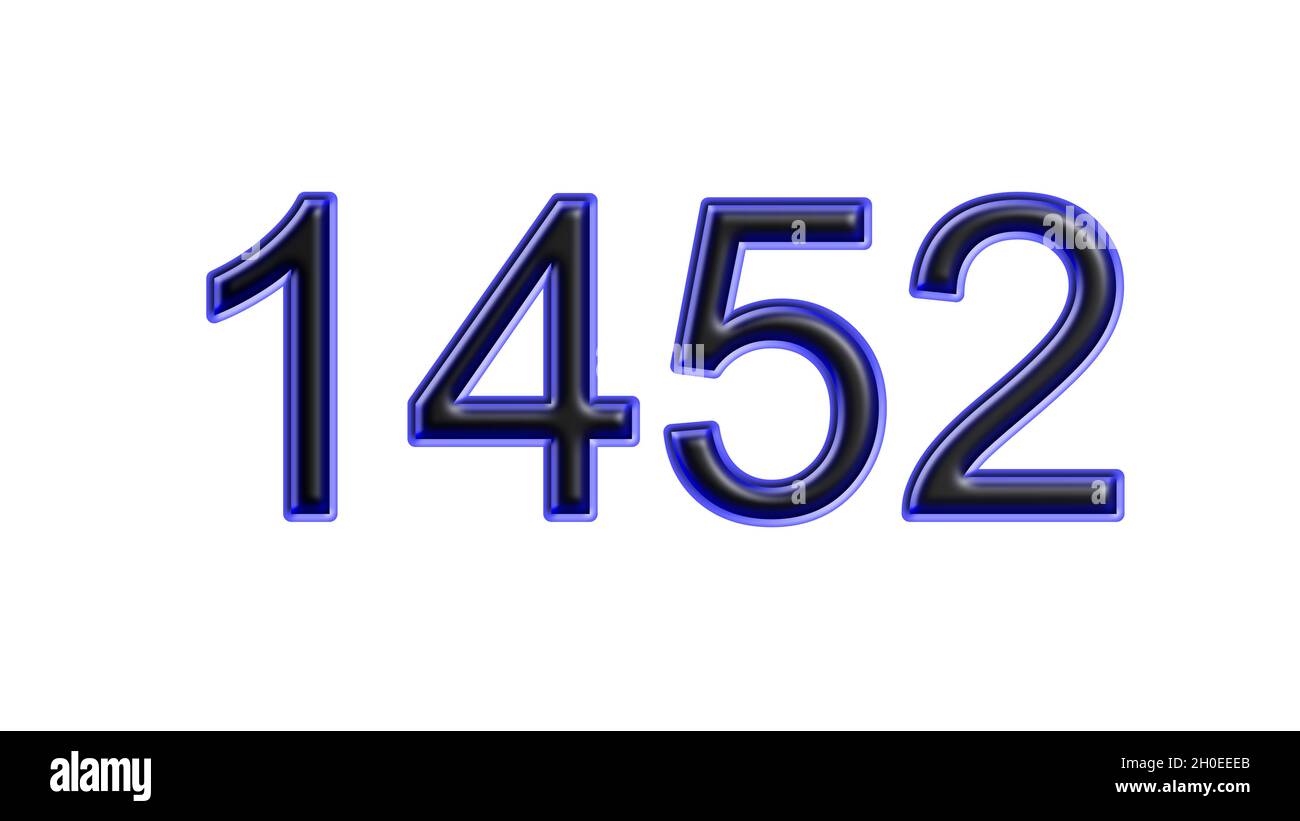 Blauer 1452-number-3d-Effekt weißer Hintergrund Stockfoto