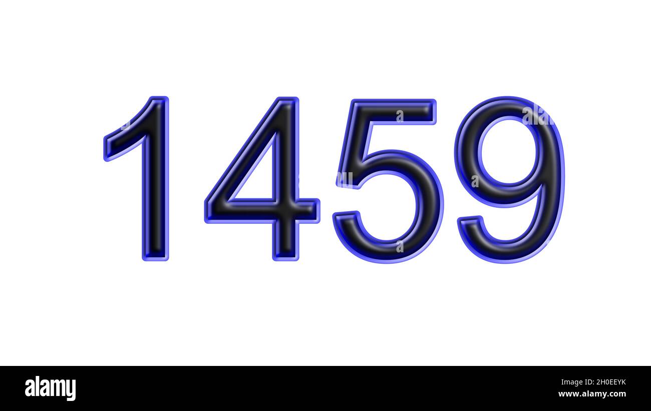 Blauer 1459-number-3d-Effekt weißer Hintergrund Stockfoto
