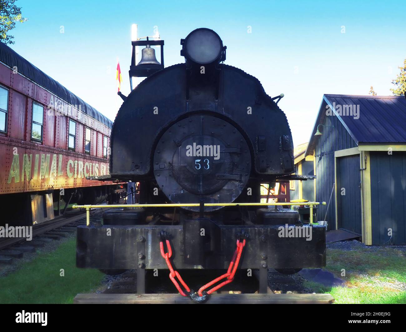 Central Square, New York, USA. 5. Oktober 2021. Das Central Square Railroad Museum and Historical Society, ein Freilichtmuseum in der Kleinstadt Cen Stockfoto