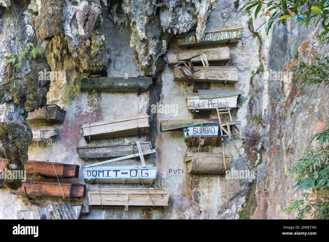 Traditionelle hängende Särge in Sagada, Bergprovinz, Philippinen Stockfoto