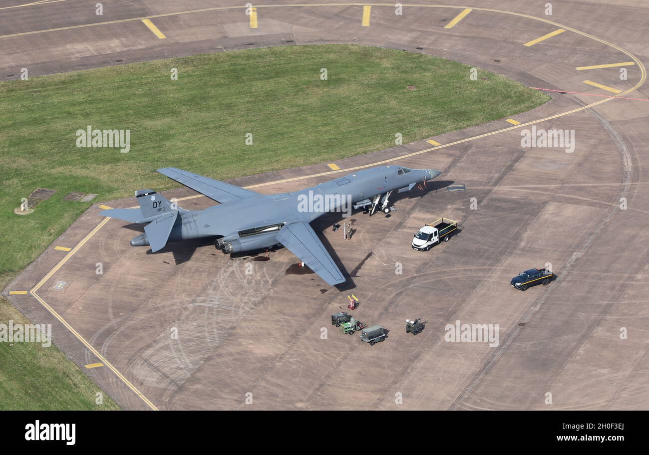 USAF North American Rockwell B-1B Überschallbomber auf Ablösung bei RAF Fairford in England. Stockfoto