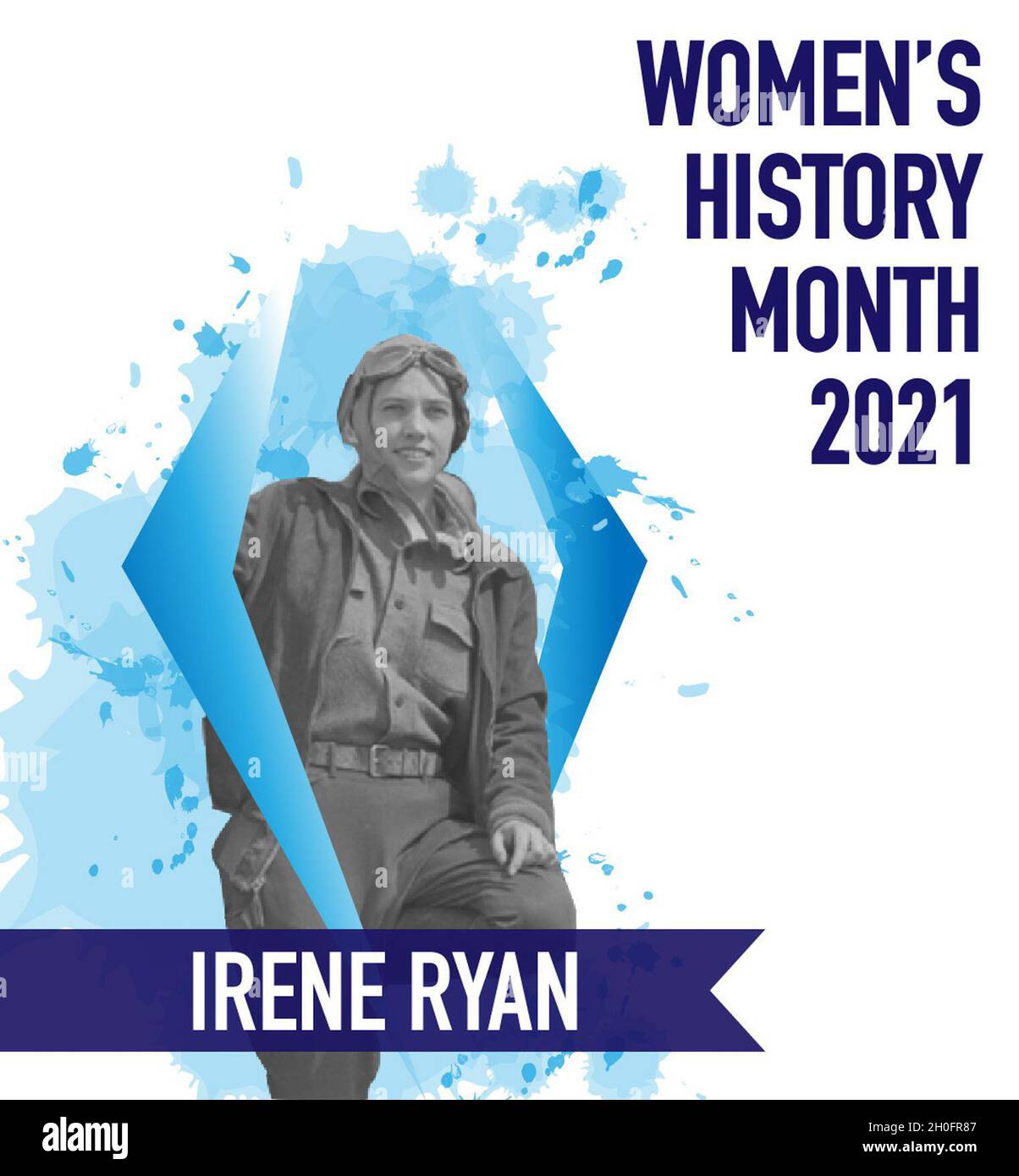 Irene Ryan wurde 1909 in Boston geboren und zog am 23. Juni 1932 nach Alaska. Als sie als erste Frau erfolgreich einen Soloflug im Gebiet von Alaska absolvierte, half sie dabei, Geschlechterbarrieren zu überwinden. Während ihrer Zeit in The Last Frontier arbeitete sie für die Civilian Aeronautics Authority (CAA), die Flugplätze entwarf. Sie diente im Repräsentantenhaus von Alaska und später im Senat des Bundesstaates, nachdem Alaska ein Staat wurde. Stockfoto