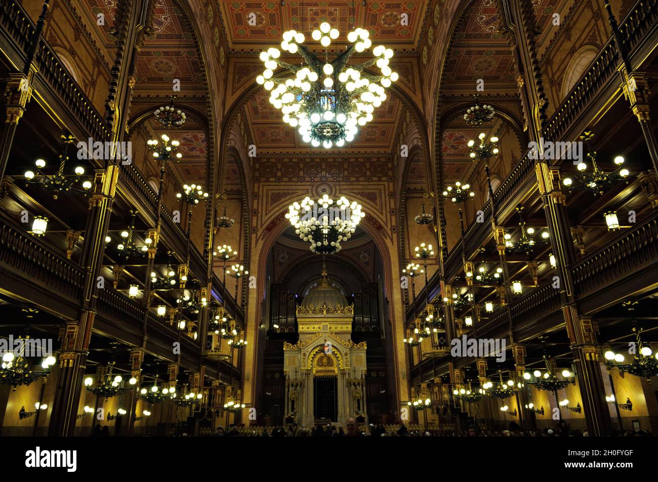 Das Innere der Dohany Straße große Synagoge in Budapest, Ungarn Stockfoto