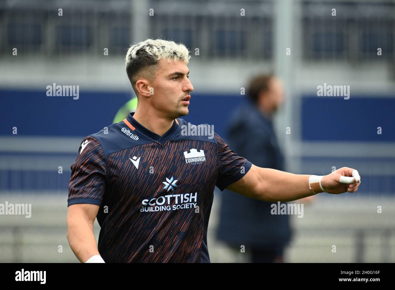 Edinburgh.Schottland Großbritannien.12. Oktober 21. Edinburgh Rugby Damien Hoyland Trainingseinheit für United Rugby Championship Spiel gegen Vodacom Bulls. Kredit: eric mccowat/Alamy Live Nachrichten Stockfoto