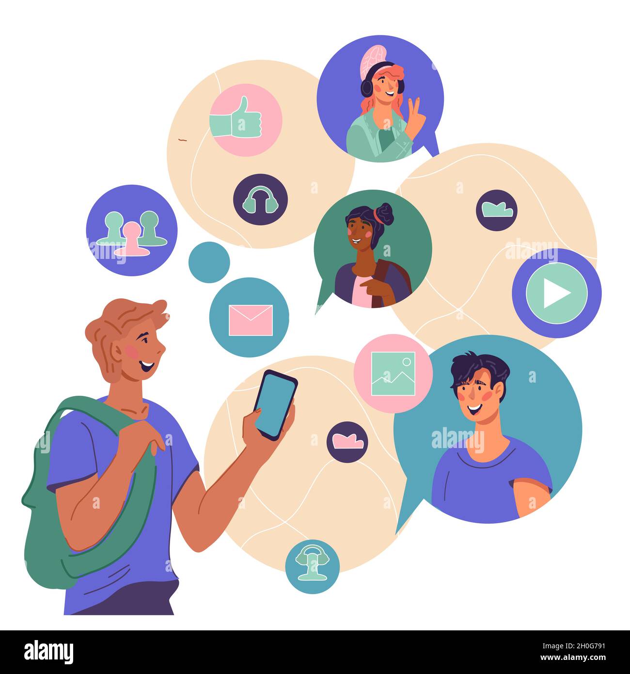 Social Network und Teamwork, People Communications Konzept. Stock Vektor