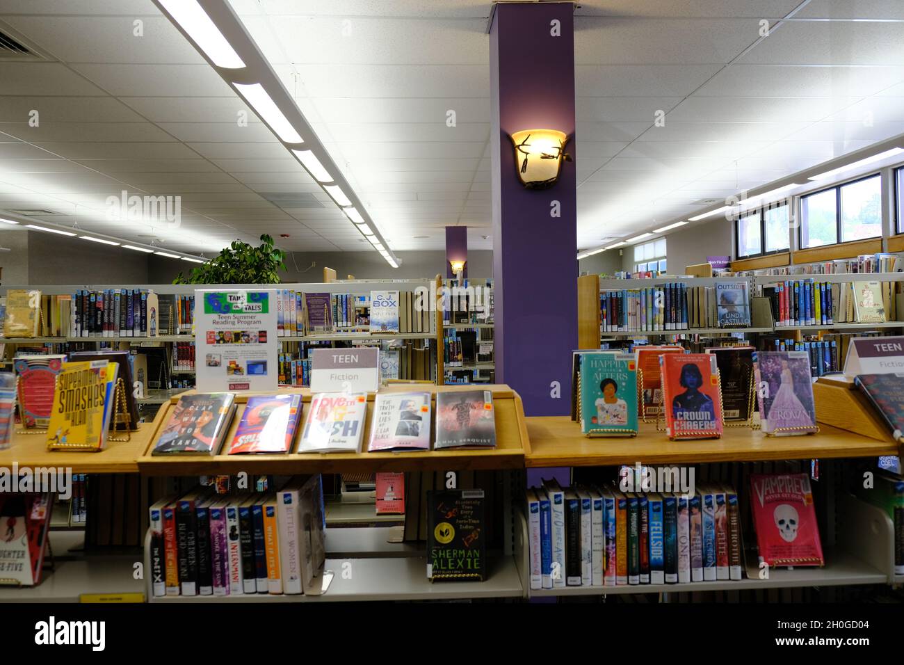 Bücher in einer öffentlichen Bibliothek Stockfoto