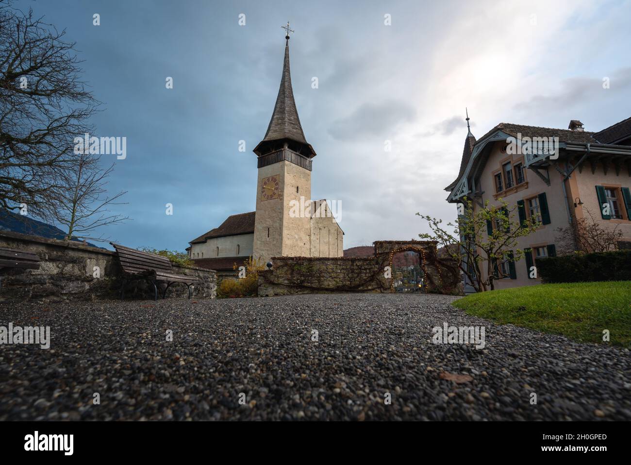 Schlosskirche Spiez - Spiez, Schweiz Stockfoto