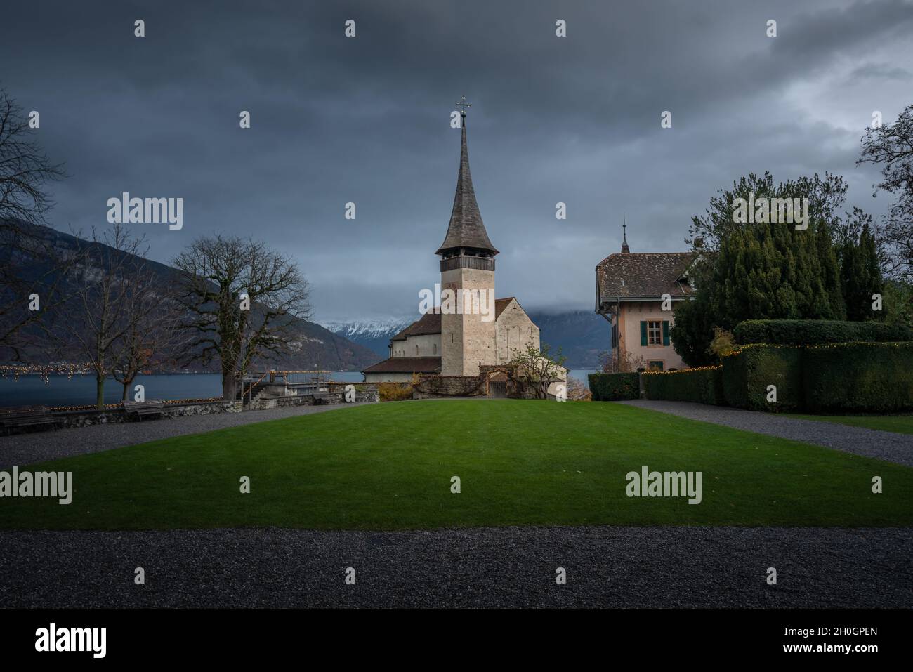 Schlosskirche Spiez - Spiez, Schweiz Stockfoto