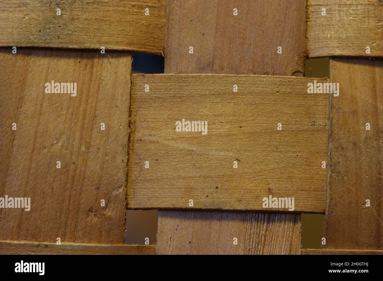 Makro gewebten alten Holzkorbboden Stockfoto