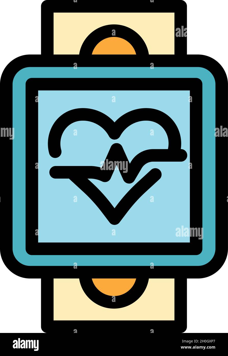 Symbol für die laufende Smartwatch. Kontur laufen Smartwatch Vektor Symbol Farbe flach isoliert Stock Vektor