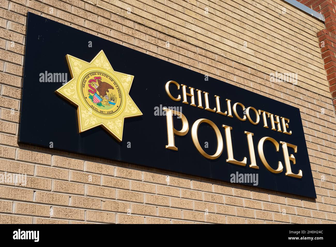 Chillicothe, Illinois - Vereinigte Staaten - 16. September 2021: Außenansicht der Chillicothe Polizeiwache. Stockfoto