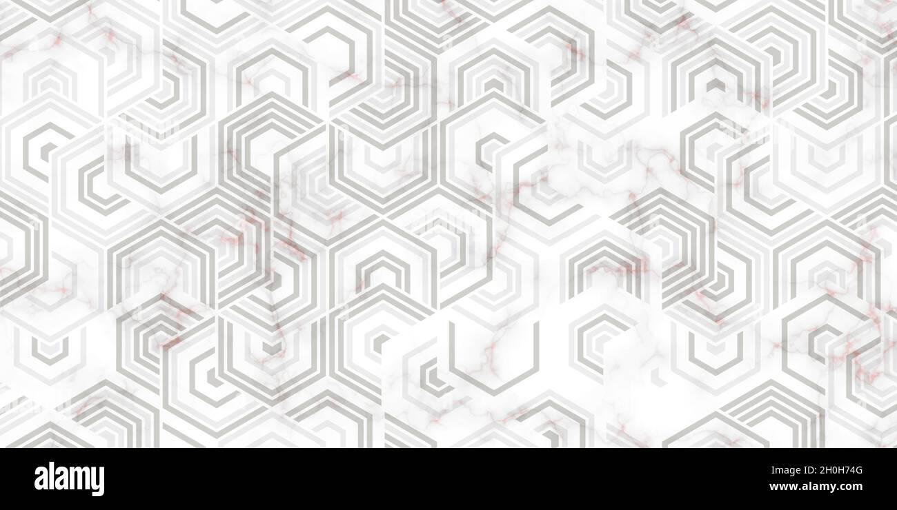 Abstraktes geometrisches Muster mit Streifen in polygonaler Form und Marmorstruktur. Luxus von weißen und grauen Hintergrund-Design für Teppich, Tapete, Kleidung Stock Vektor