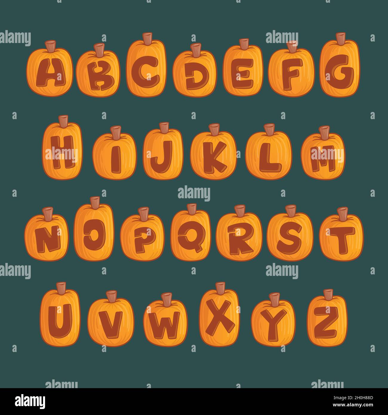 halloween Kürbis Alphabet Vektor Design Illustration Stock Vektor