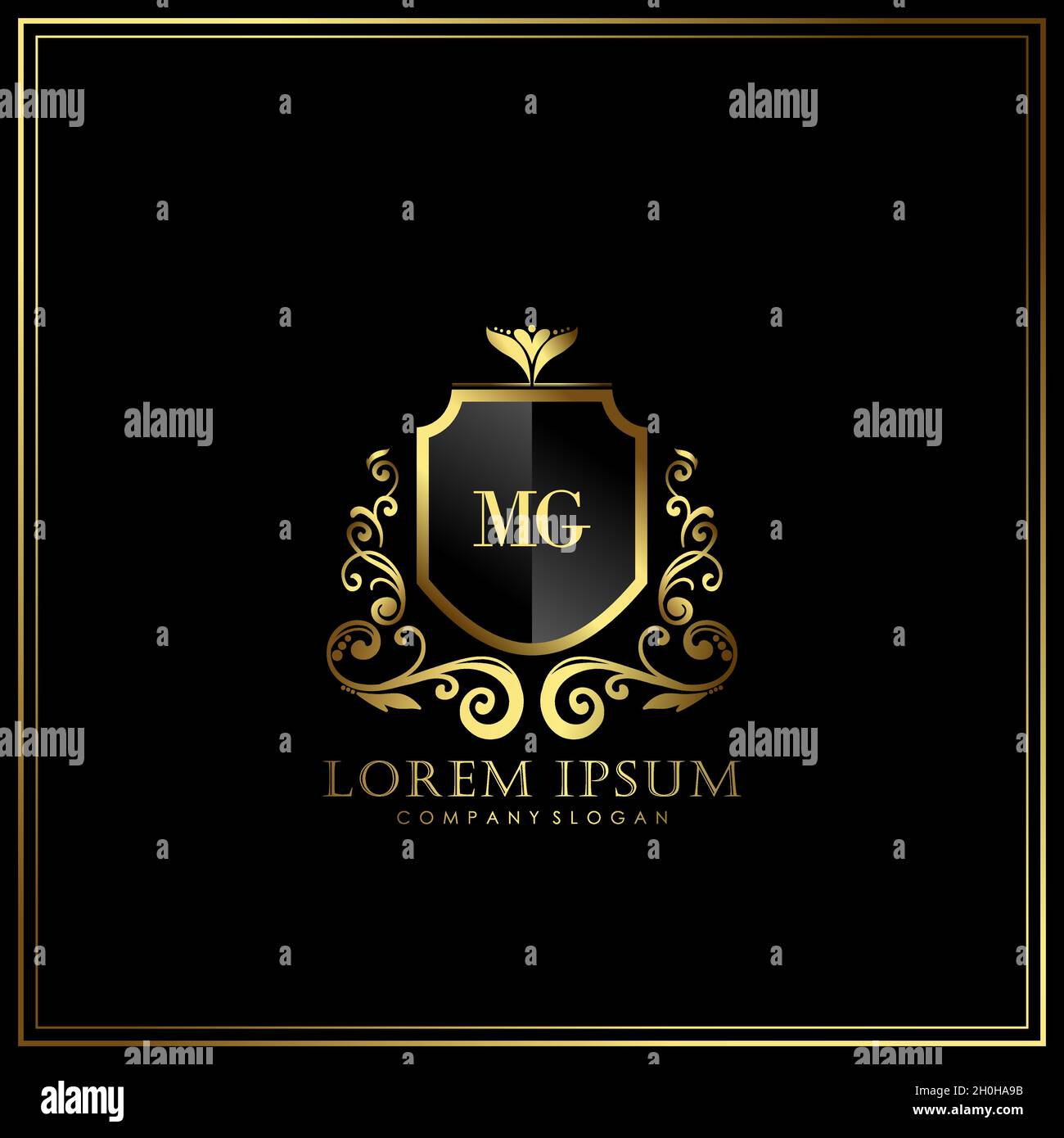 MG Initial Letter Luxury Logo Vorlage in Vektor für Restaurant, Royalty, Boutique, Café, Hotel, heraldic, Schmuck, Mode und andere Vektor illustrat Stock Vektor