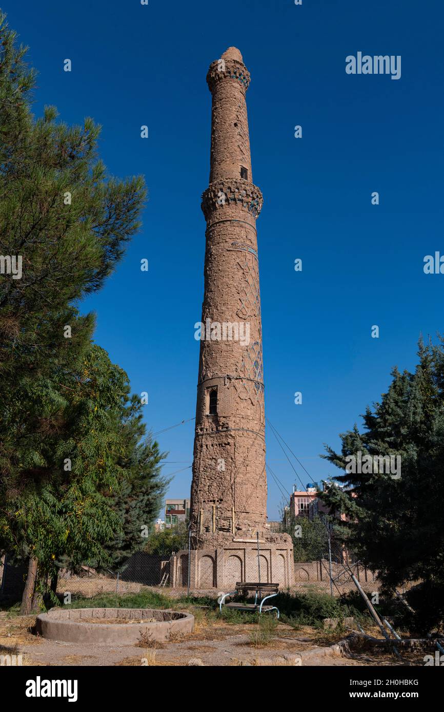 Minarett im Gawhar Shada Mausoleum, Herat, Afghanistan Stockfoto