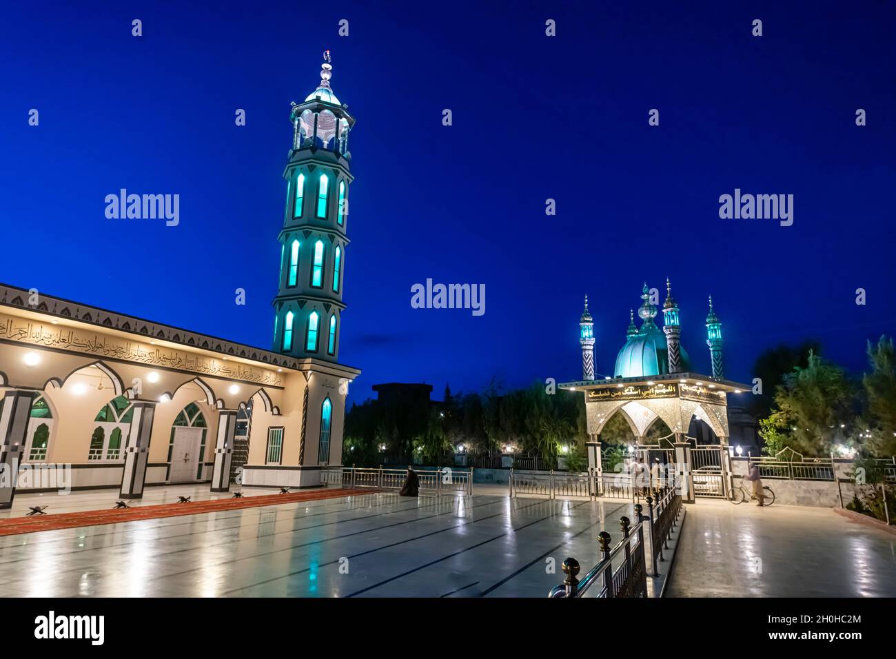 Große Moschee Azno Mina in der Nacht, Kandahar, Afghanistan Stockfoto