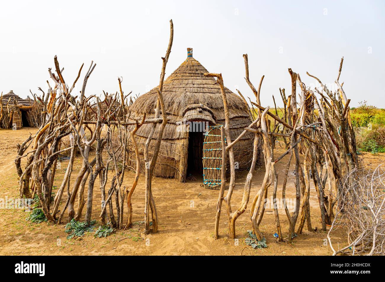 Traditionelle Hütten des Jiye-Stammes, Eastern Equatoria State, Südsudan Stockfoto