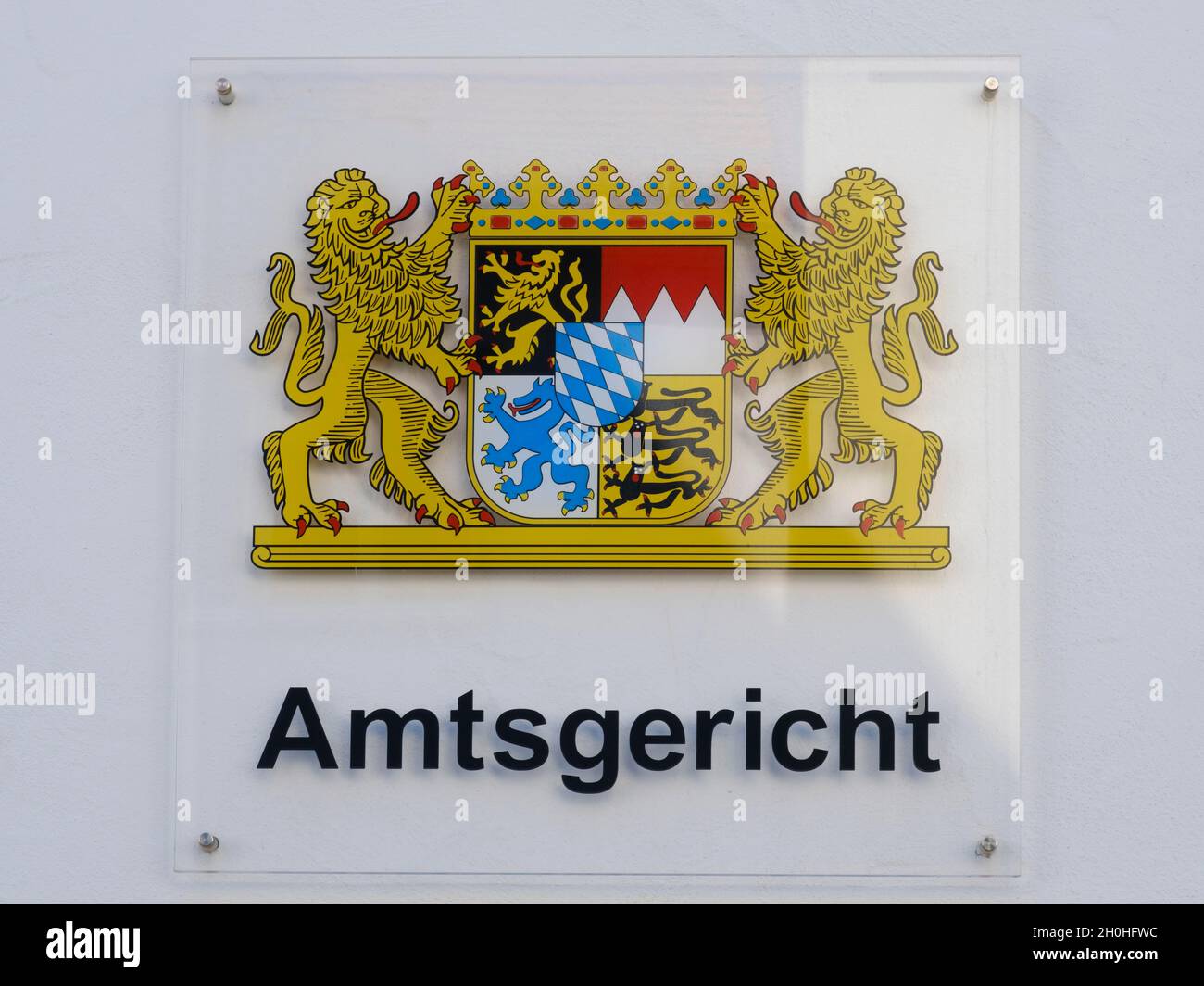 Schild Ortsgericht mit bayerischem Wappen, Nördlingen, Schwaben, Bayern, Deutschland Stockfoto