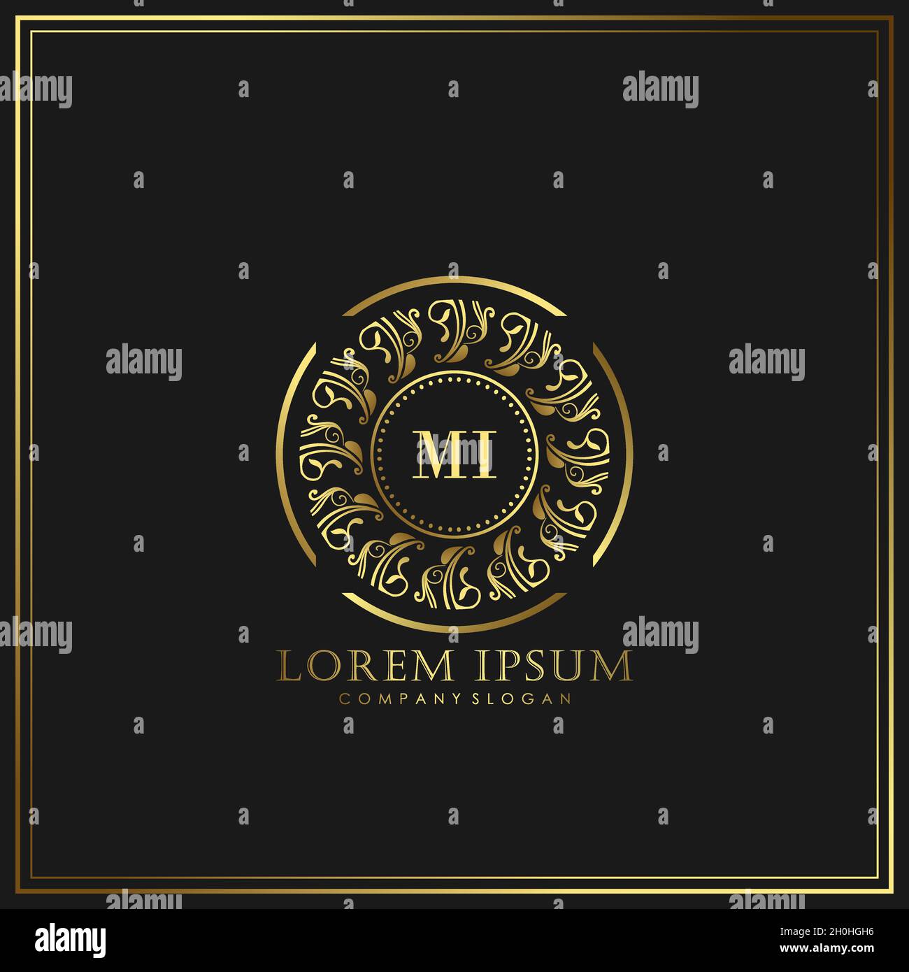 MI Initial Letter Luxury Logo Vorlage in Vektor für Restaurant, Royalty, Boutique, Cafe, Hotel, heraldic, Schmuck, Mode und andere Vektor illustrat Stock Vektor