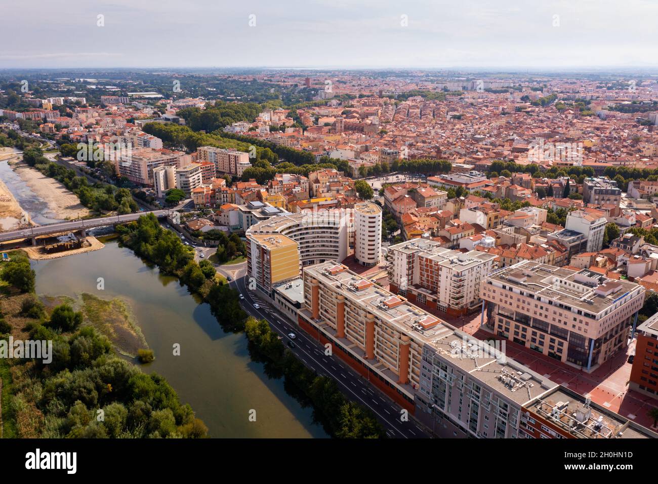 Blick auf das Stadtzentrum von Perpignan, Frankreich Stockfoto Blick auf das Stadtzentrum von Perpignan, Frankreich Stockfoto