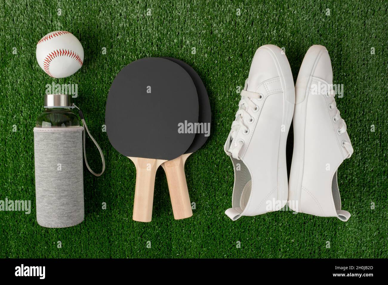 Sport Elements Arrangement minimalistischer Style Stockfoto