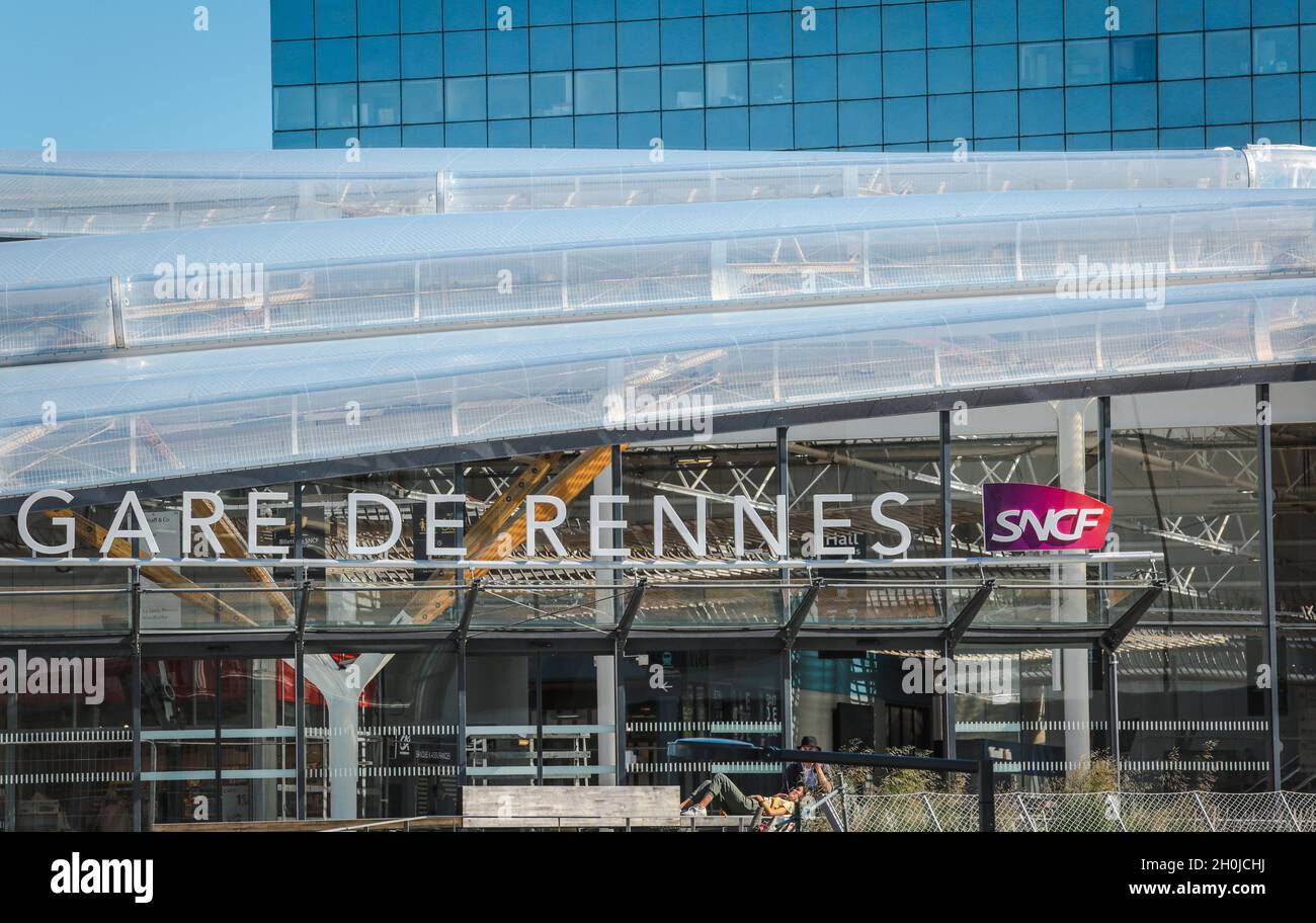 Rennes (Bretagne, Nordwestfrankreich): Überblick über den neuen Bahnhof, Teil des Stadtentwicklungsprojekts EuroRennes. Detail des Architekten Stockfoto