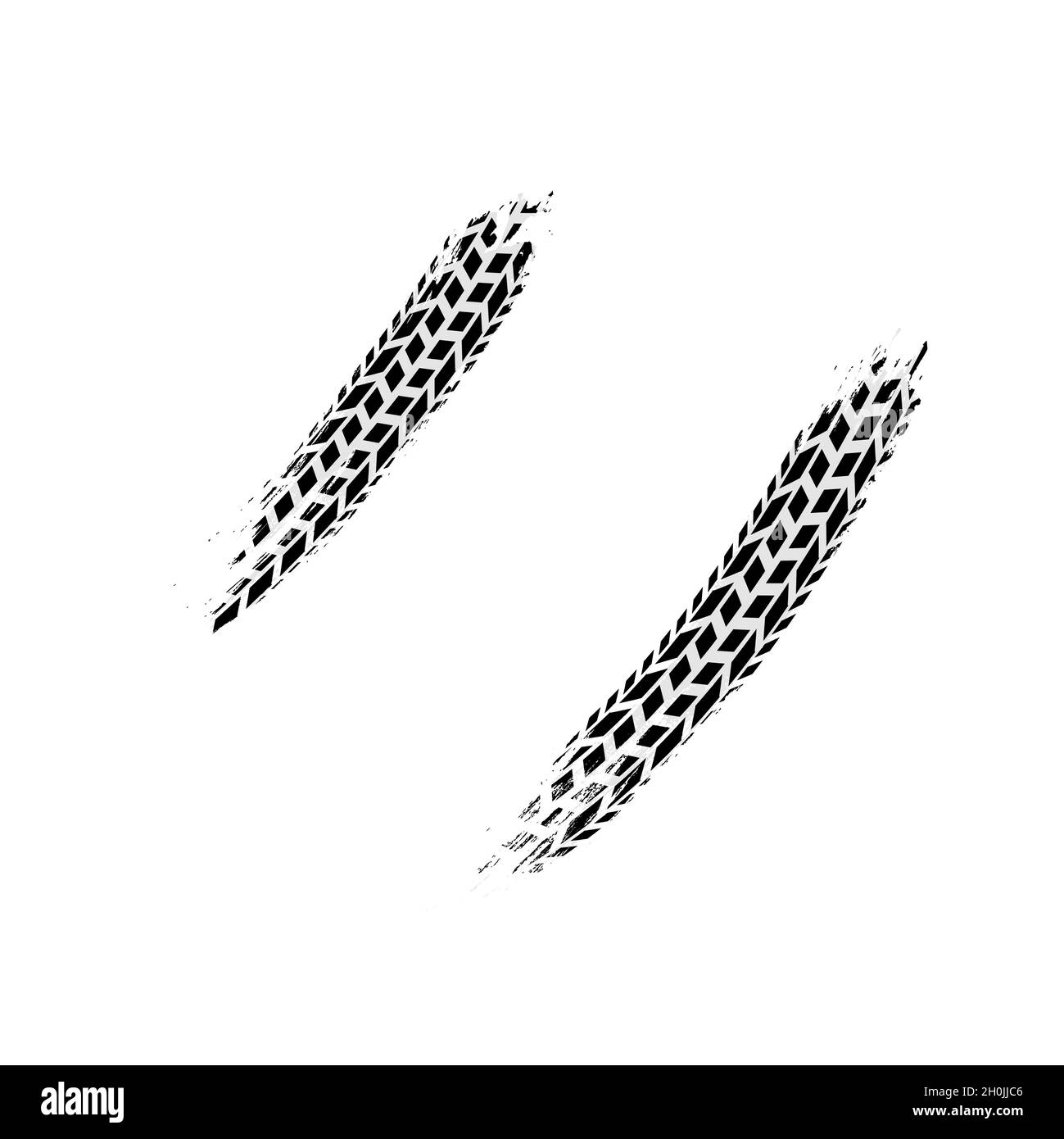 Ein paar realistische Radreifen von Grunge, Spurweiten von Autos auf Weiß Stock Vektor