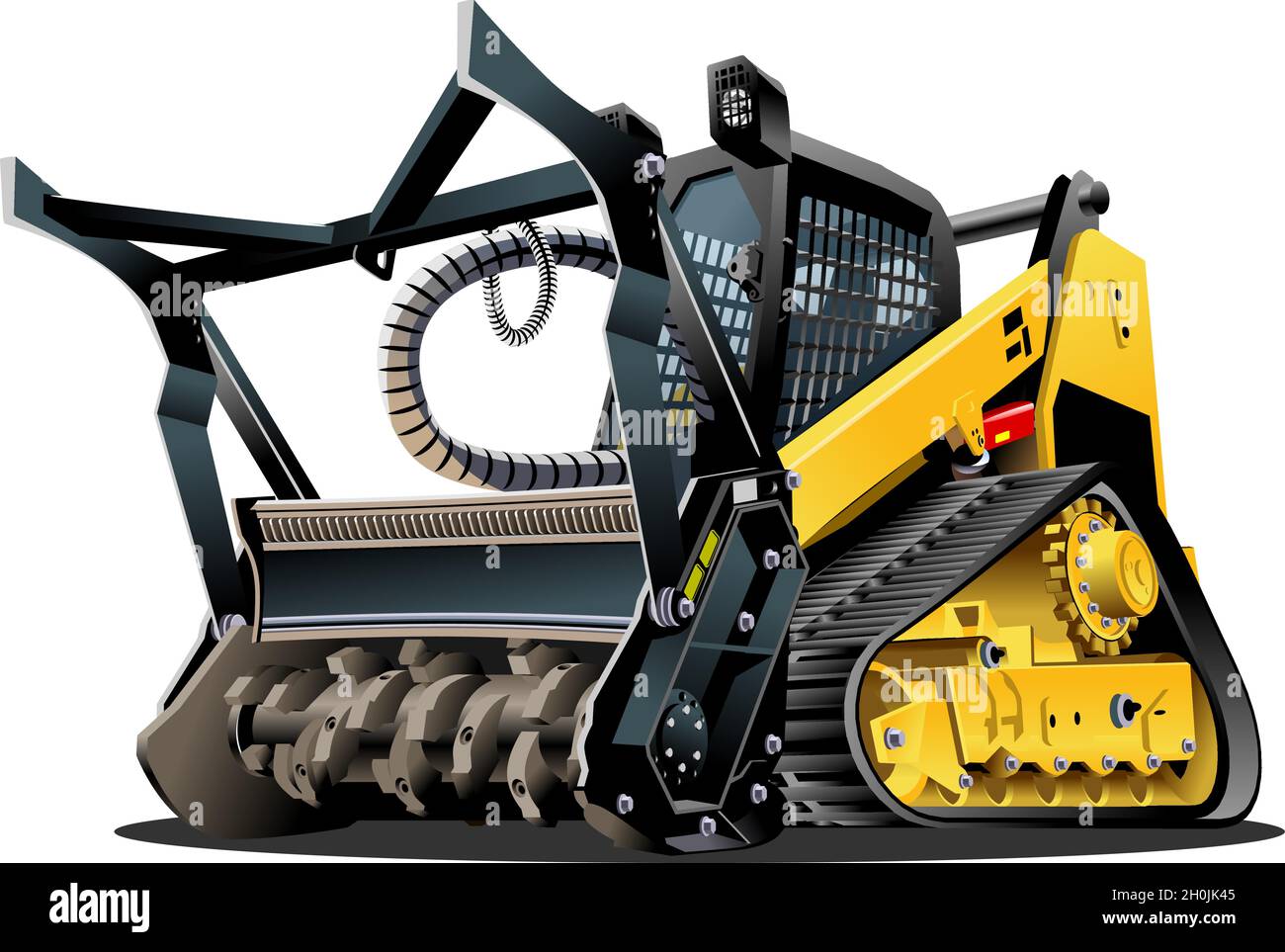 Vektor Cartoon Mulcher Traktor. Verfügbares EPS-10-Vektorformat, das durch Gruppen getrennt ist, für eine einfache Bearbeitung Stock Vektor