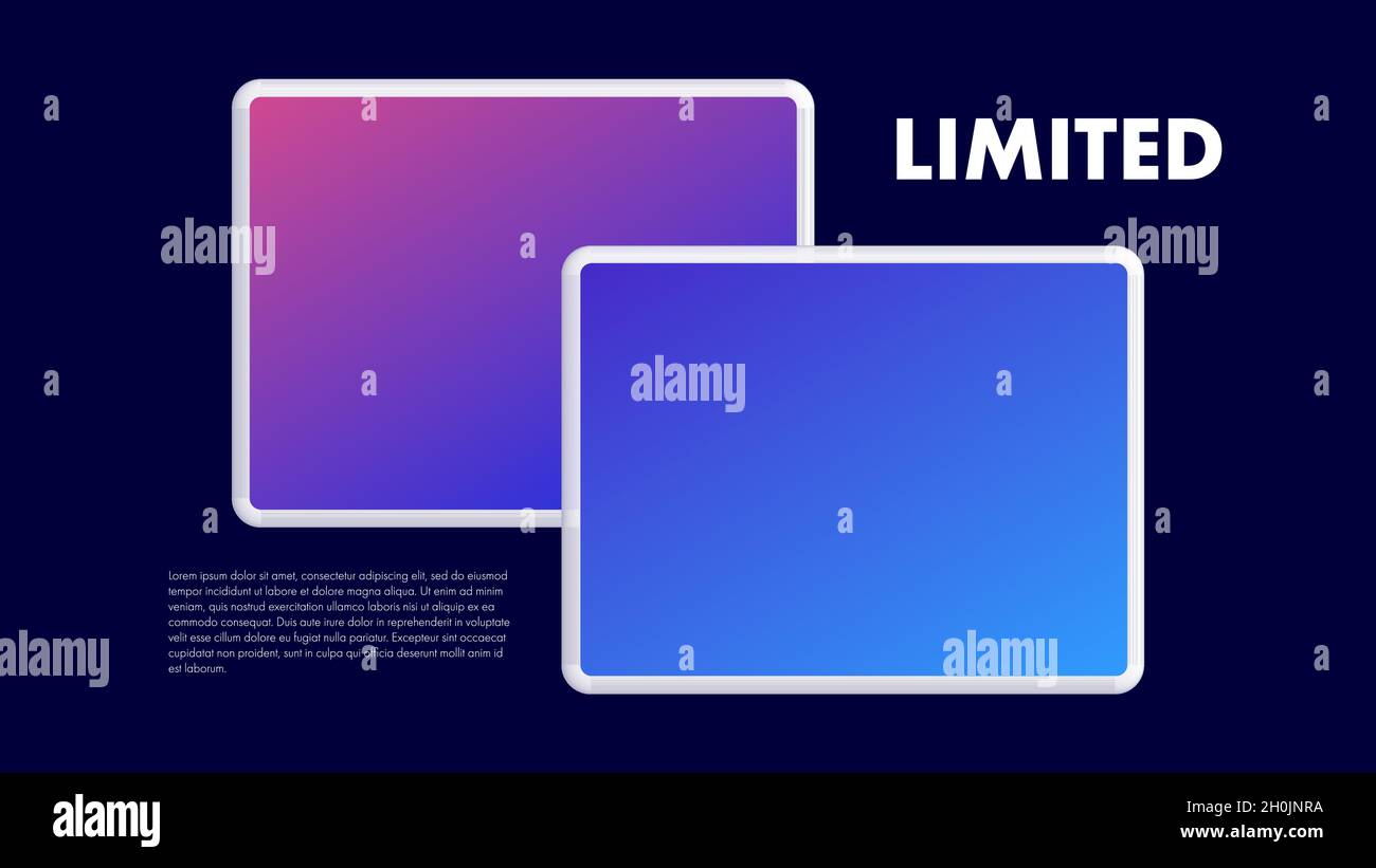 Werbung Poster Mockup für Technik und Geräte. Purple Theme Design für Webseite. Vektorgrafik Stock Vektor