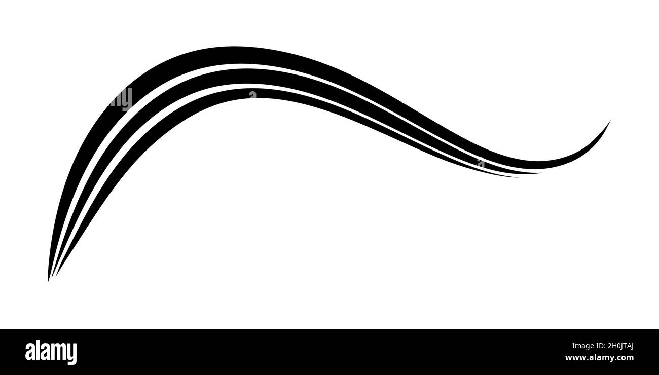 Gebogene drei Streifen Kalligraphie Element Vektor Kalligraphie Meereswelle, elegant geschwungenes Band Logo Stock Vektor