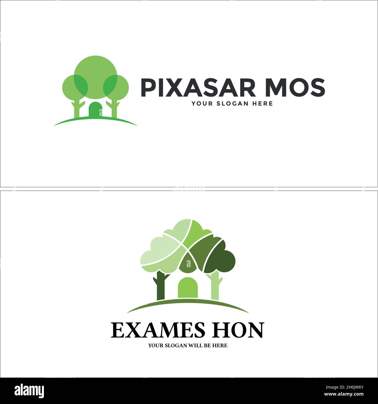 Moderne Natur Home Baum Logo-Design Stock Vektor
