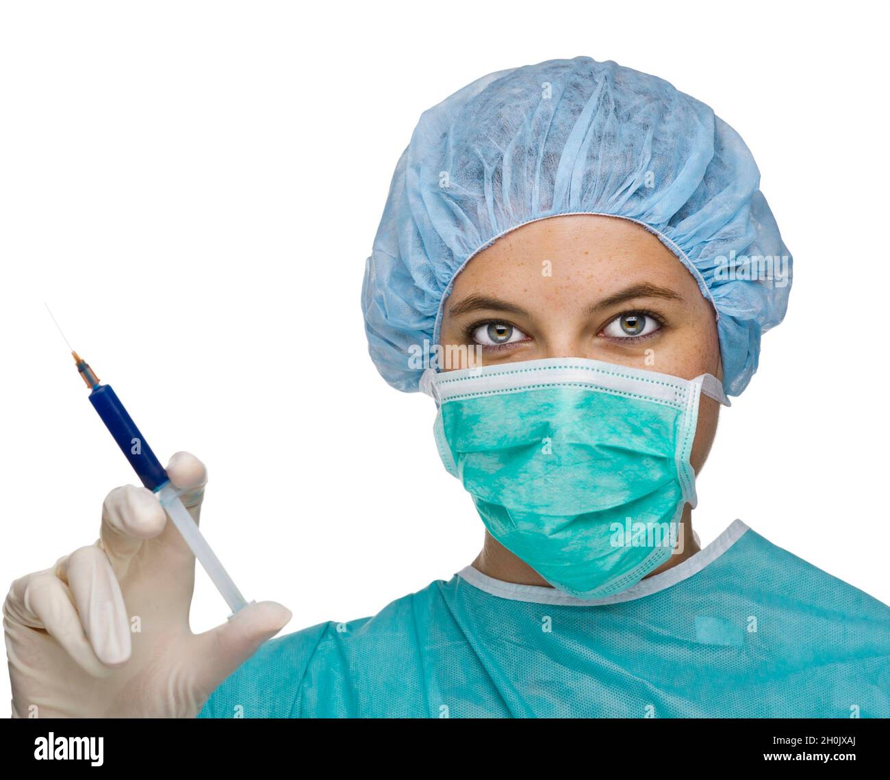 Chirurgische Krankenschwester mit einer Spritze Stockfoto
