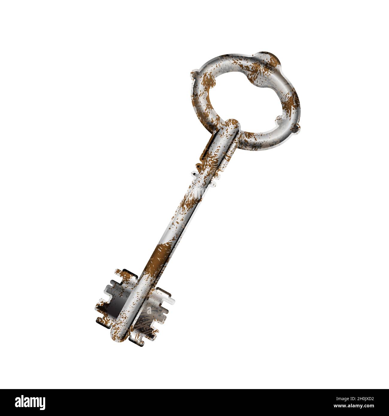 Alte antike Metalltür Schlüssel mit Rost auf weiß Stock-Vektorgrafik - Alamy