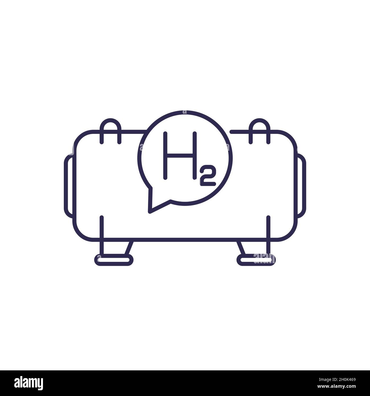Wasserstoffspeicher, Symbol für die Tankleitung auf weiß Stock Vektor