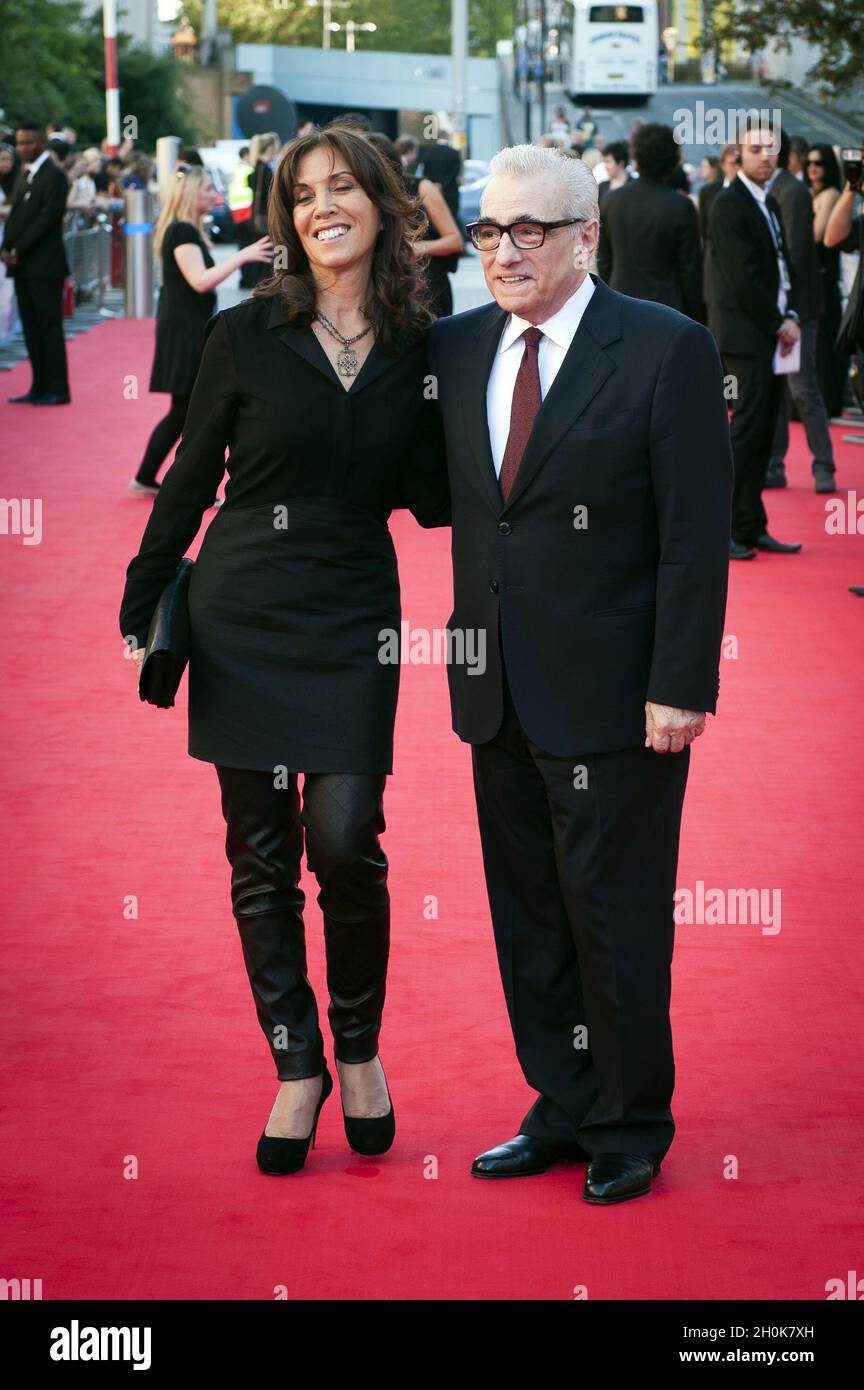 Olivia Harrison und Martin Scorcese bei der Premiere von 'George Harrison: Living in a Material World' im BFI Southbank, London. Stockfoto