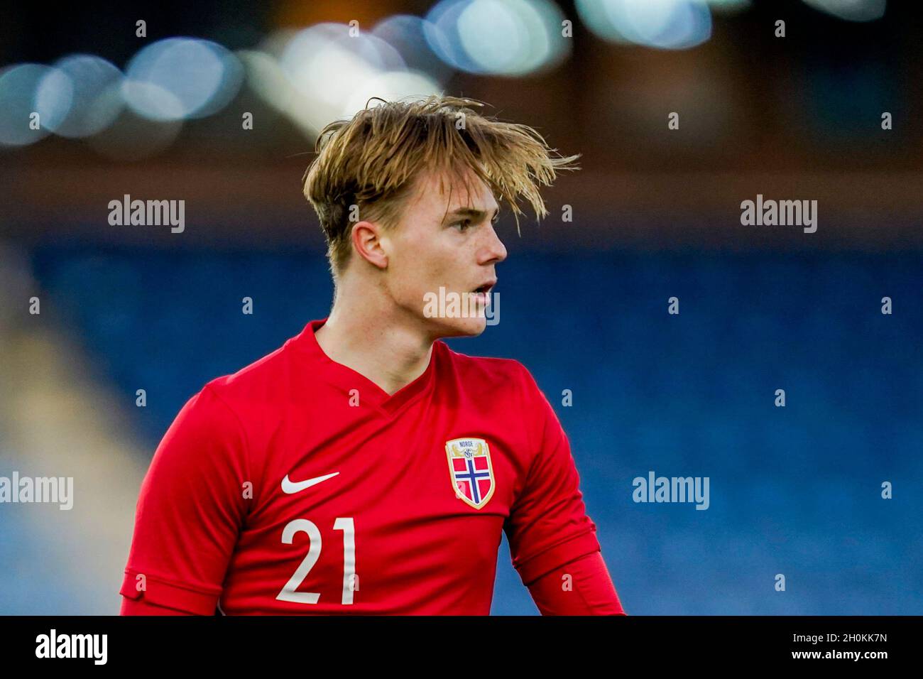 Drammen 20211012.der Norweger Tobias Christensen während des U21-Fußballspiels zwischen Norwegen und Estland im Marienlyst-Stadion. Foto: Håkon Mosvold Larsen / NTB Stockfoto