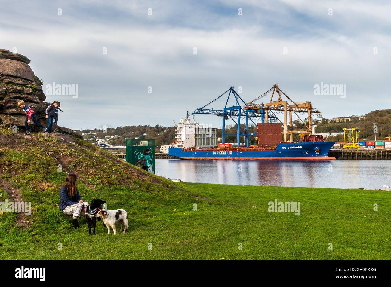 Das Stückgutschiff BG Sapphire liegt an den Tivoli Docks, Port of Cork, Cork, Irland. Stockfoto