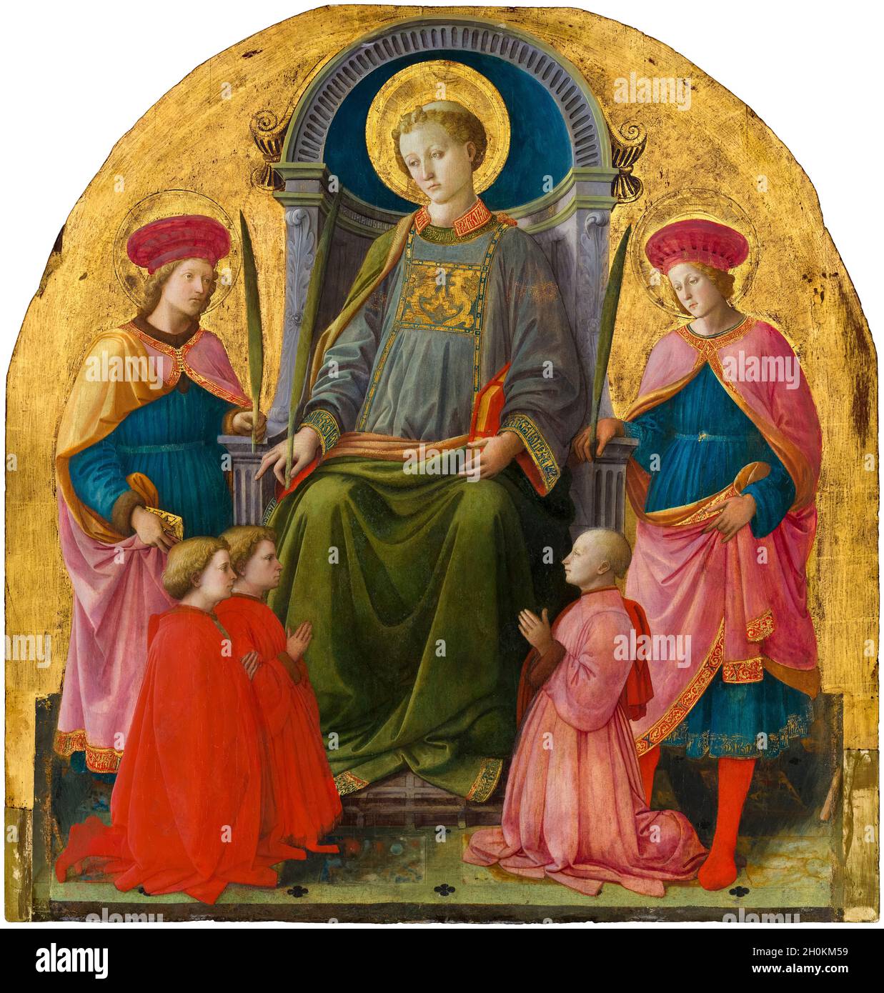 Fra Filippo Lippi, Gemälde, Sankt Lorenz, enthauptet von Heiligen und Spendern, 1440-1449 Stockfoto
