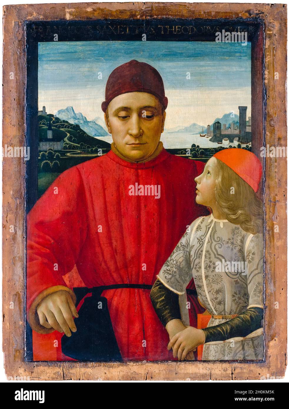 Domenico Ghirlandaio, Gemälde, Francesco Sassetti (1421–1490), italienischer Bankier und sein Sohn Teodoro Sassetti, um 1488 Stockfoto