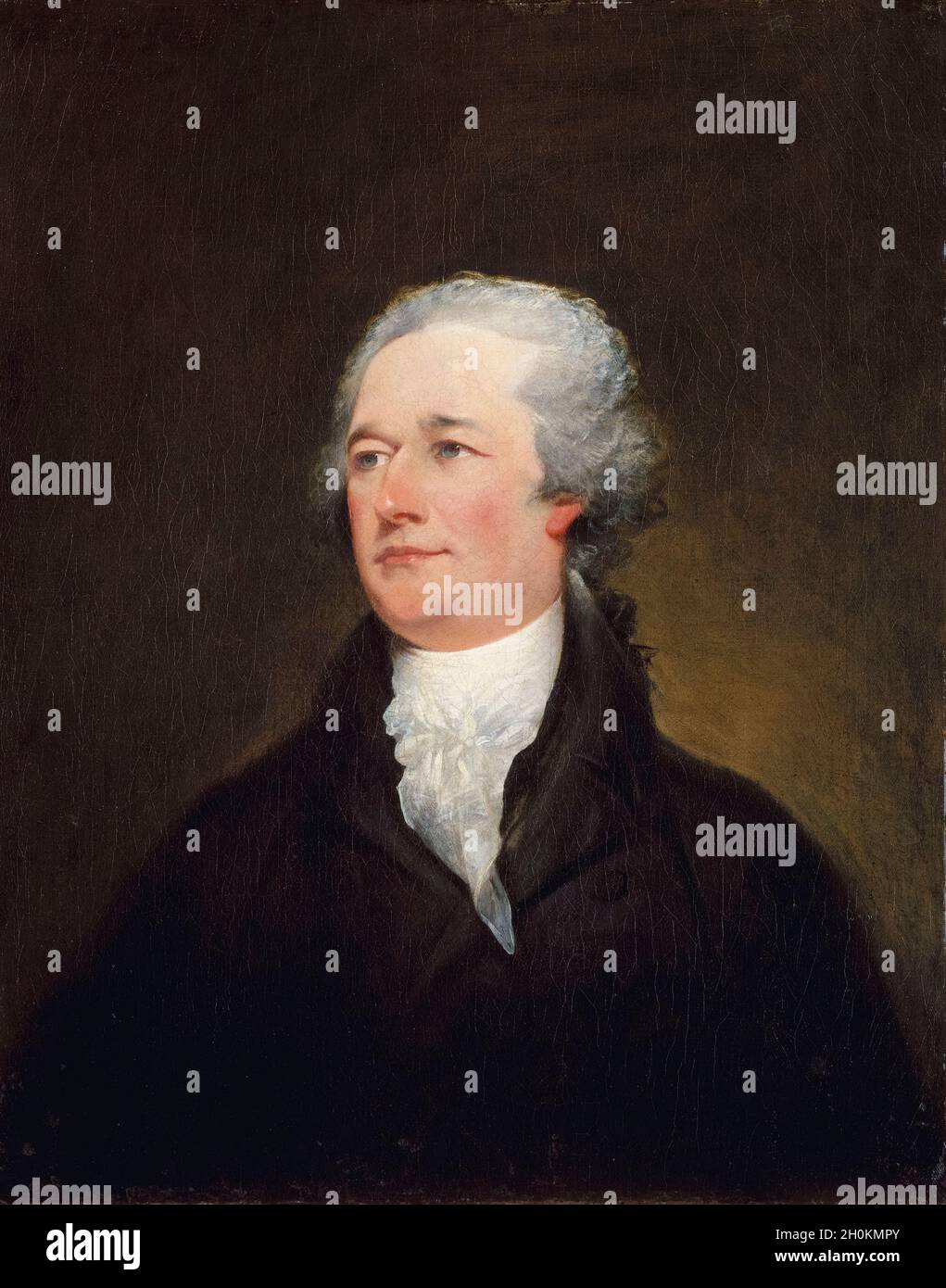 Alexander Hamilton (1755 oder 1757-1804), amerikanischer Staatsmann, Politiker und Militärkommandant, Porträtgemälde von John Trumbull, 1804-1806 Stockfoto