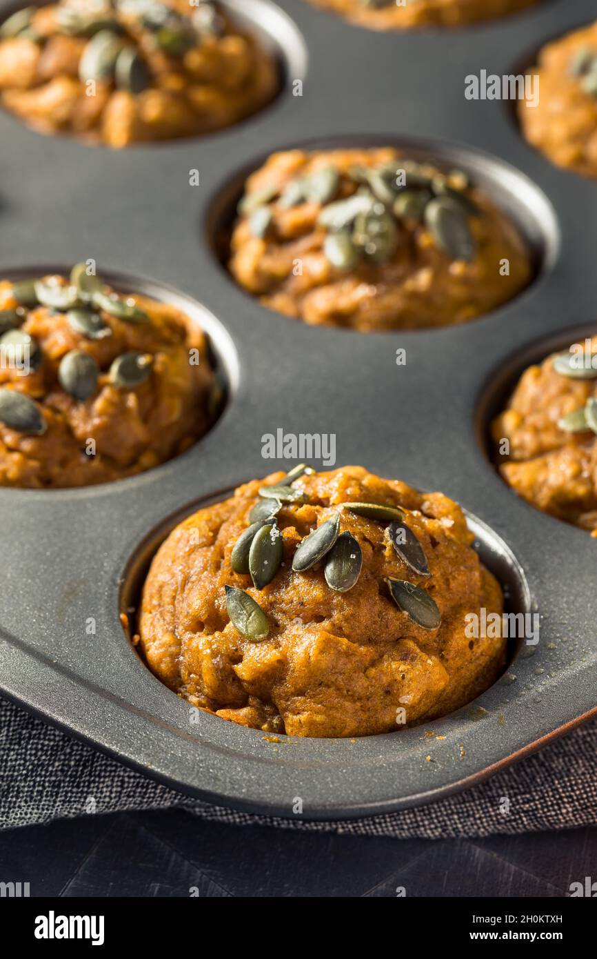 Gesunde hausgemachte Kürbis-Gewürz-Muffins in Dosen Stockfoto
