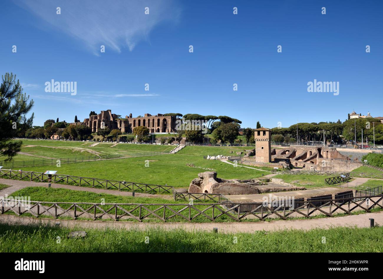 Italien, Rom, Circus Maximus und Palatin Stockfoto
