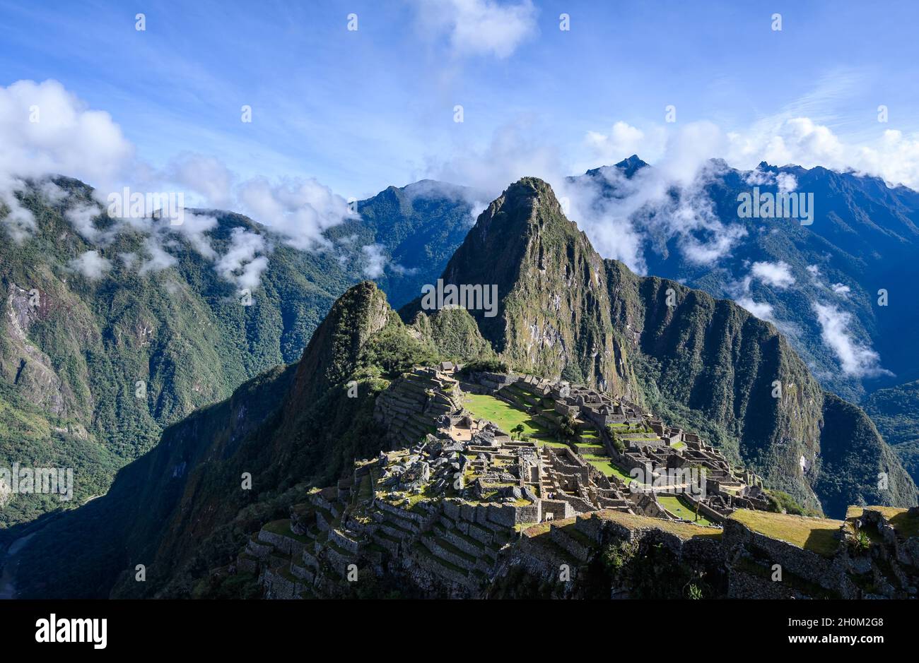 Machu Picchu, eine Inka-Zitadelle in den hohen Anden im Süden Perus. Cuzco, Peru. Südamerika. Stockfoto