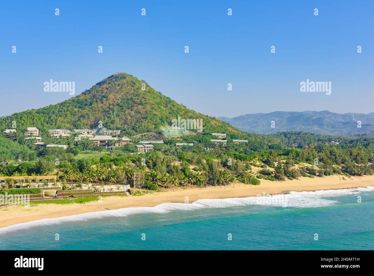 Luftaufnahme der Insel Hainan und wunderschöne Strände. Stockfoto