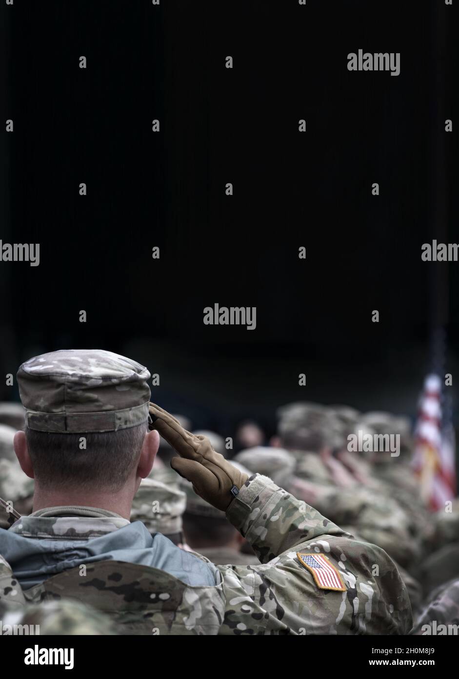 ES grüßen US-Soldaten. Militär der USA. Us-Armee. Veterans Day. Leerer Raum für Text Stockfoto